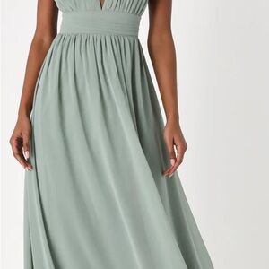 Lulus Heavenly Hues Sage Brush Maxi Dress